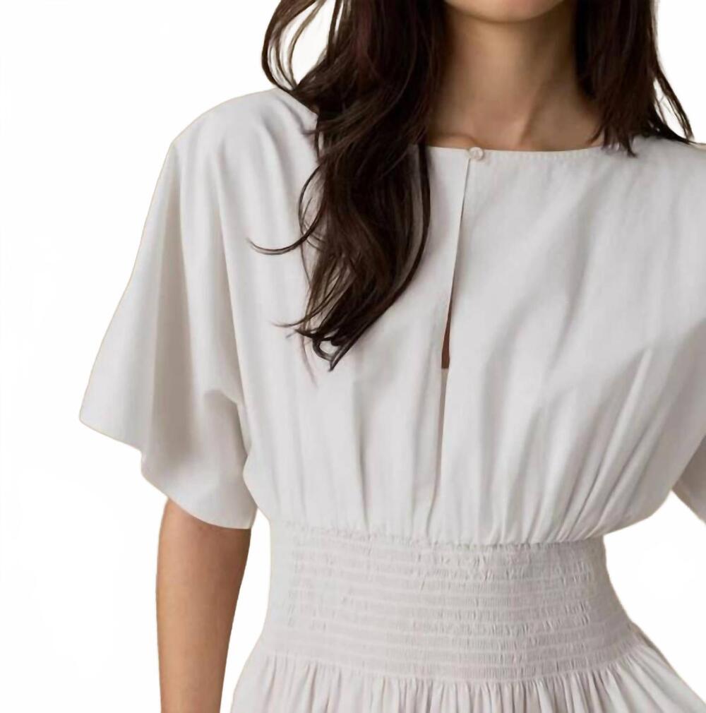 NEW FAHERTY coastal poplin elia mini smock dress in white - Picture 5 of 5